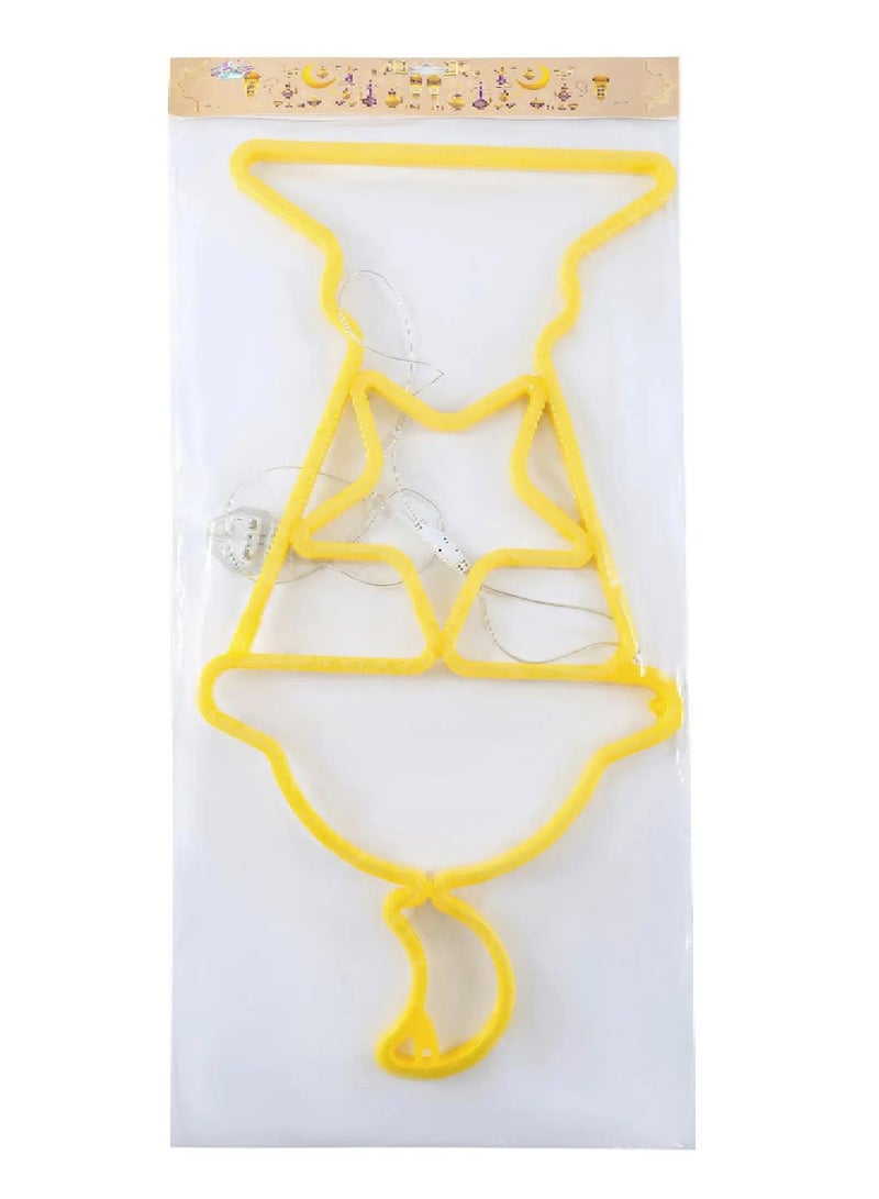 Yuwell Neon Light Lantern Ramadan Decoration LED Lantern Ramadan Mubarak Wall & Tree Hanging Neon Lantern with Flexible Plastic Neon Light, Soft Warm Yellow Light for Home, Office & Eid & Ramadan Decor 47CM - Image 3